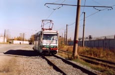 Трамвай "Спектр" № 22 всё на том же 15-ом маршруте в районе остановки "Новая Кушва"