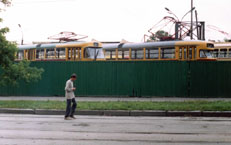 Вид на ретро-трамваи с улицы Фрунзе.