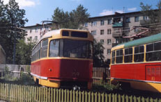Ретро-трамвай Tatra Т-2. Вид сзади.